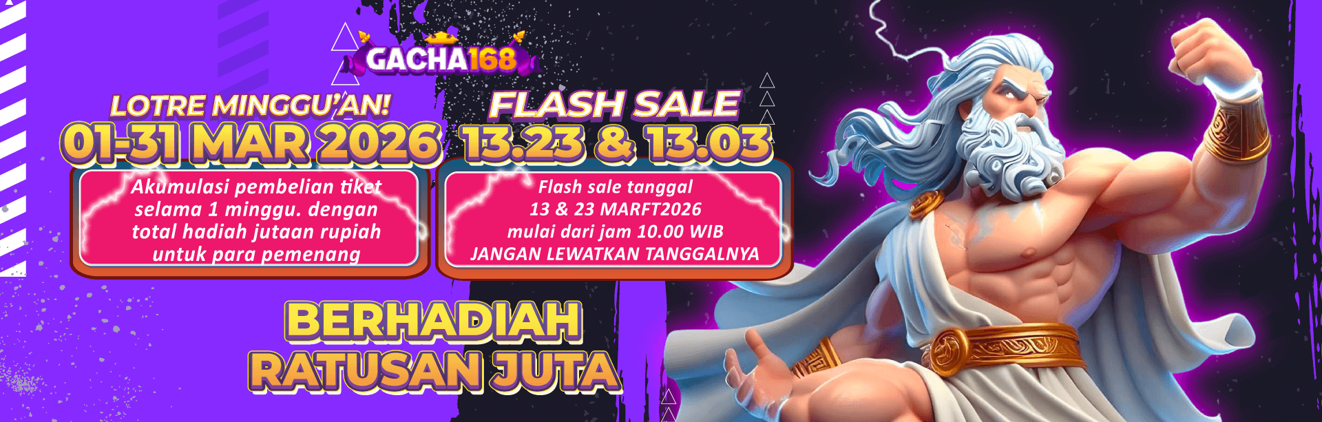 EVENT BAGI HOKI GACHA168 – TIKET LOTRE PERIODE 1-31 MARET 2026