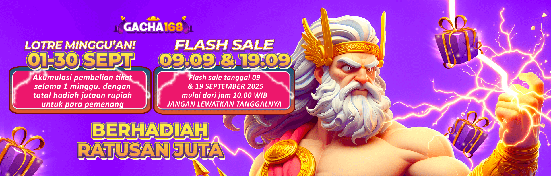 EVENT BAGI HOKI GACHA168 – TIKET LOTRE PERIODE 1-30 SEPTEMBER 2025