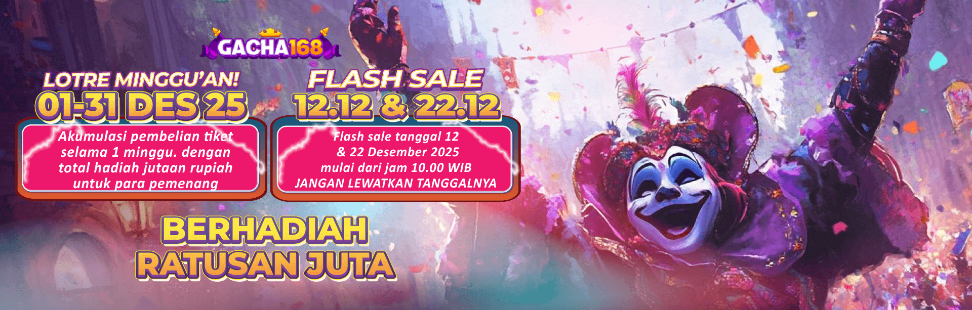 EVENT BAGI HOKI GACHA168 – TIKET LOTRE PERIODE 1-31 DESEMBER 2025