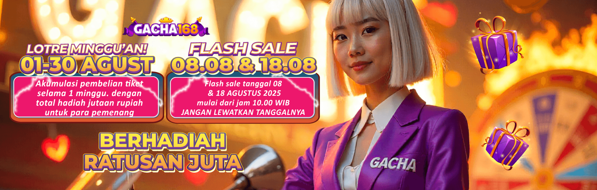 EVENT BAGI HOKI GACHA168 – TIKET LOTRE PERIODE 1-31 AGUSTUS 2025