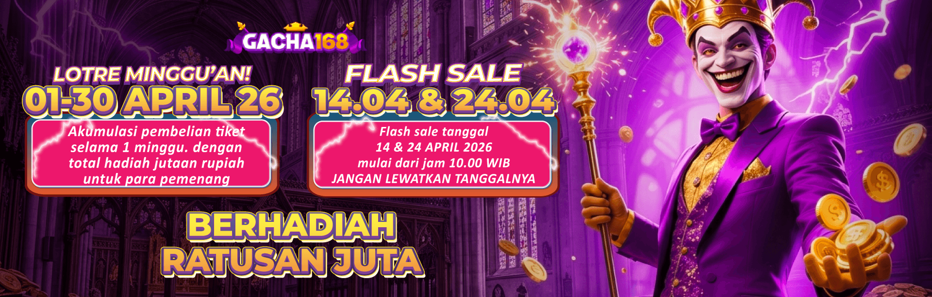 EVENT BAGI HOKI GACHA168 – TIKET LOTRE PERIODE 1-30 APRIL 2026